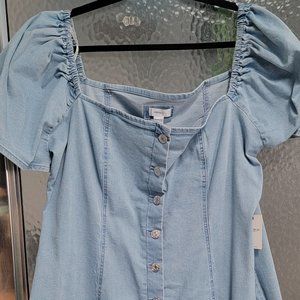 NWT Forever 21 Puff Sleeve Chambray Dress Size 3X